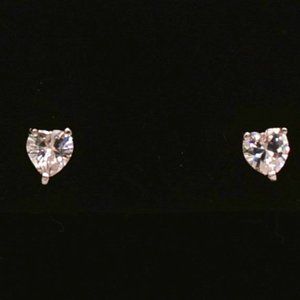 Vintage Heart Shape Colorful Cubic Zirconia Sterling Silver Stud Earrings